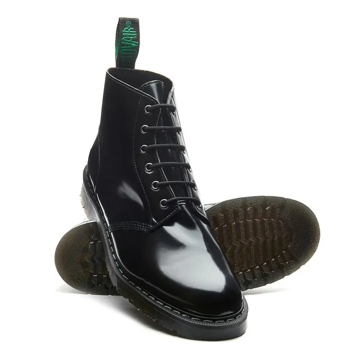 Vegan Solovair Astronaut Boots Black HiShine Vegan 6 Eye Astronaut Boot