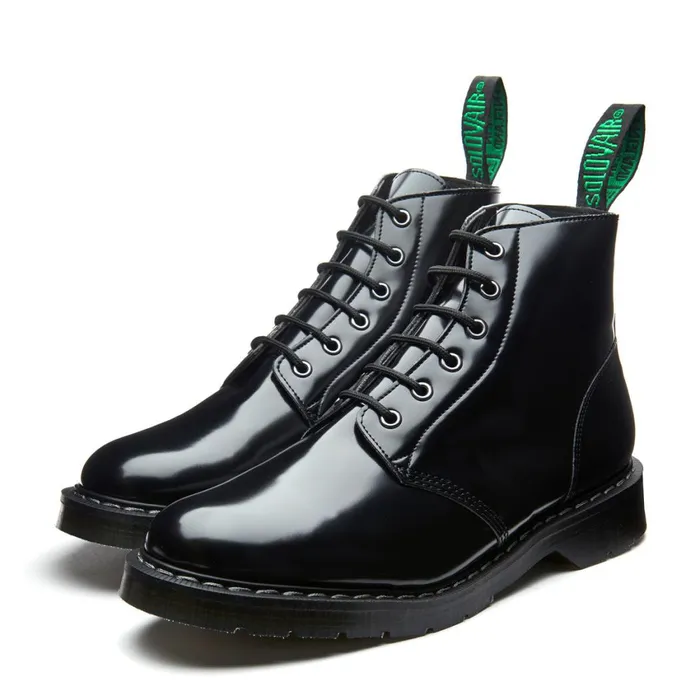 Vegan Solovair Astronaut Boots Black HiShine Vegan 6 Eye Astronaut Boot