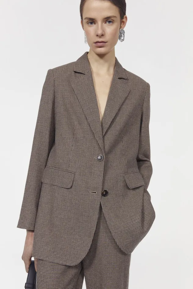 Viola Hounds Blazer Brown Beige Women Rodebjer Blazers