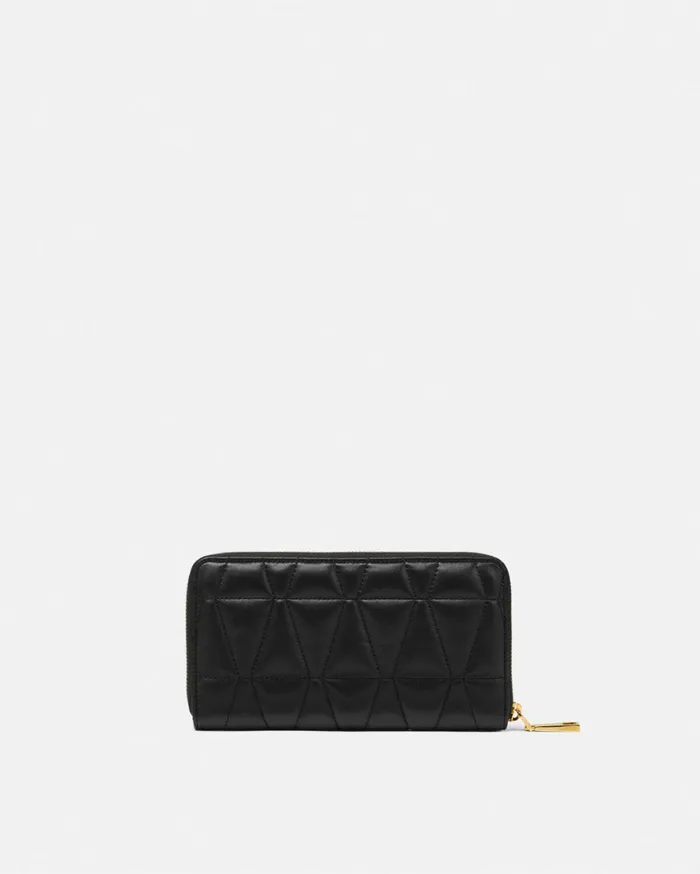 Wallets Women Versace Medusa 03995 Quilted Long Wallet Blackgold