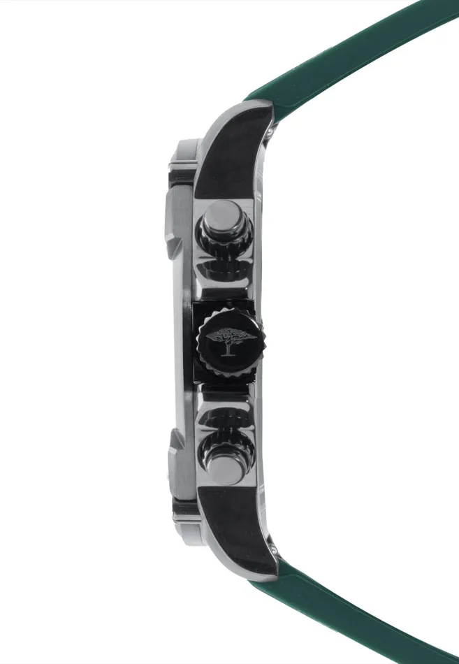 Watch Men FYNCHHATTON Stainless Steel Wristwatch With Chronograph Function And Green Silicone Strap Black Watch Men FYNCHHATTON Stainless Steel Wristwatch With Chronograph Function And Green Silicone Strap Black