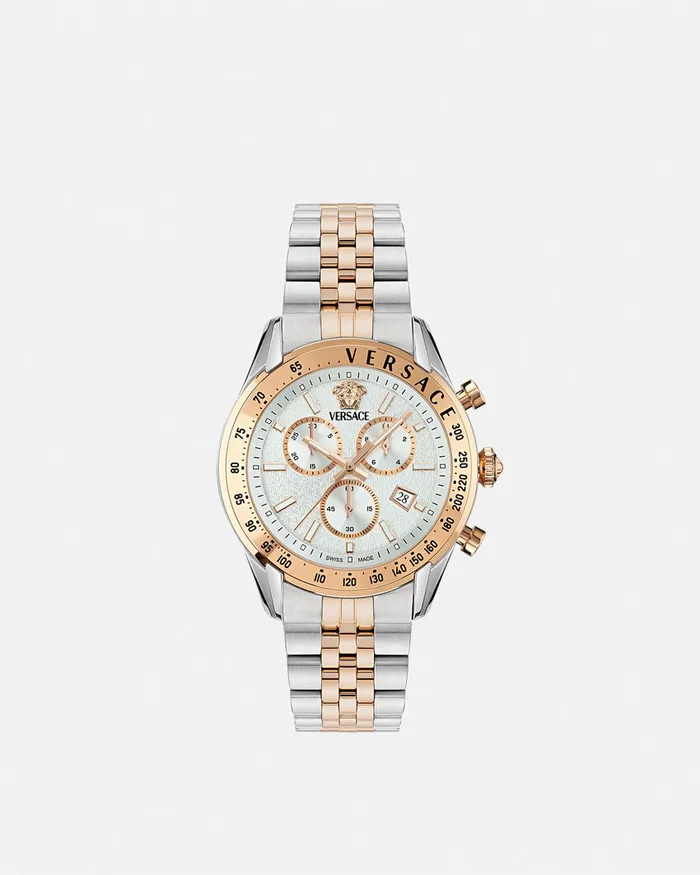 Watches Men Versace Chrono Master Watch Goldsilver