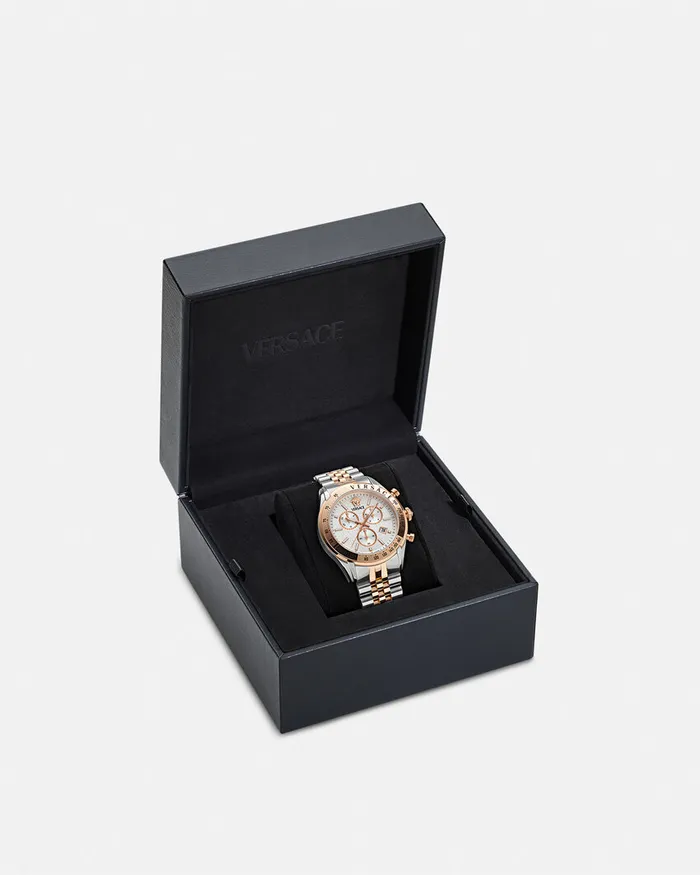 Watches Men Versace Chrono Master Watch Goldsilver