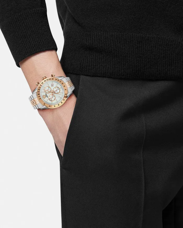 Watches Men Versace Chrono Master Watch Goldsilver