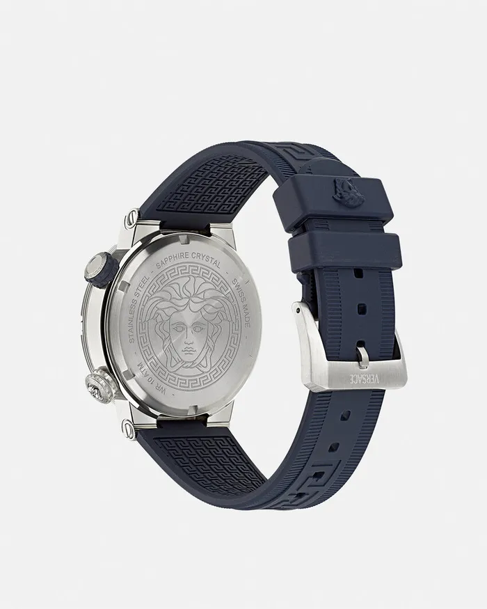 Watches Men Versace Greca Logo Diver Watch Bluesilver