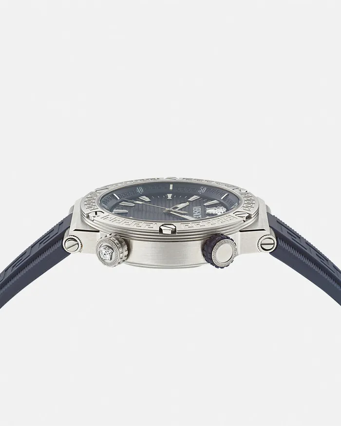 Watches Men Versace Greca Logo Diver Watch Bluesilver