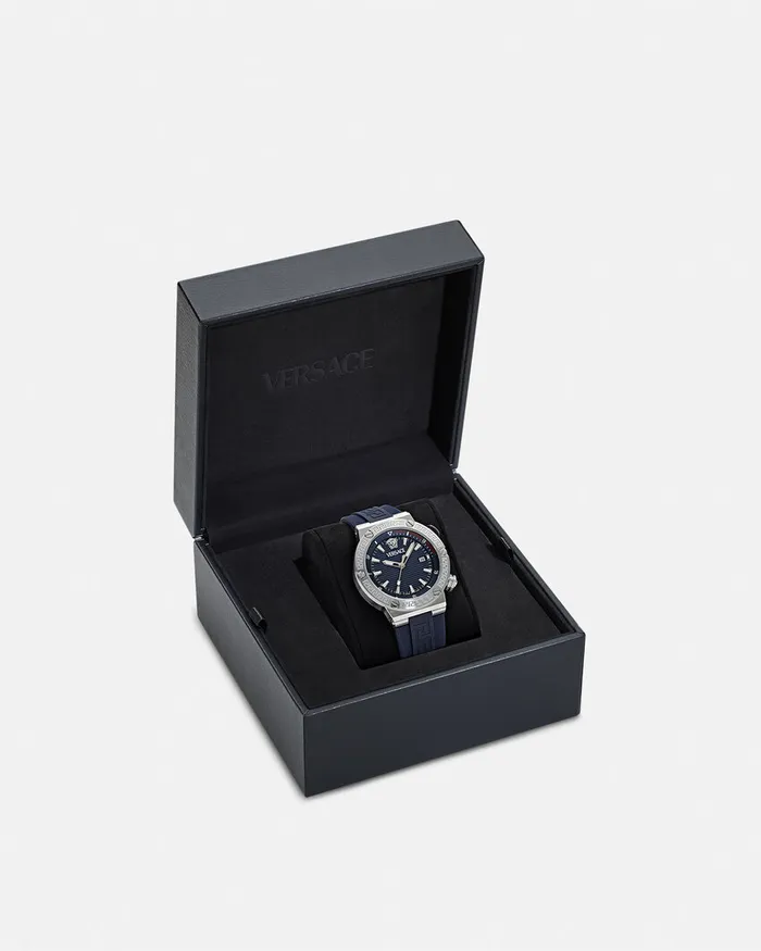 Watches Men Versace Greca Logo Diver Watch Bluesilver