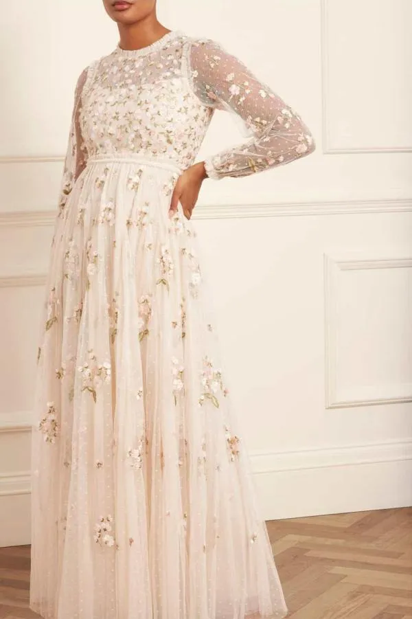 WeddingKIDSWomen Needle and Thread Posy Round Neck Gown Champagne