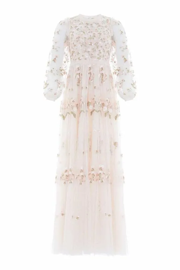 WeddingKIDSWomen Needle and Thread Posy Round Neck Gown Champagne WeddingKIDSWomen Needle and Thread Posy Round Neck Gown Champagne