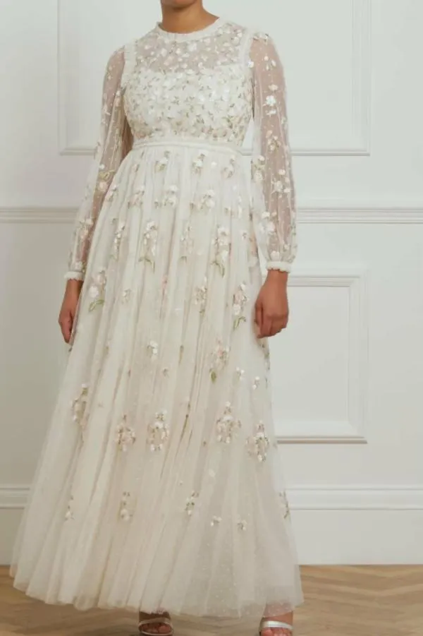 WeddingKIDSWomen Needle and Thread Posy Round Neck Gown Champagne WeddingKIDSWomen Needle and Thread Posy Round Neck Gown Champagne