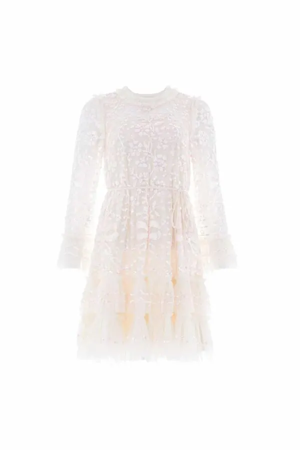 WeddingWomen Needle and Thread Celia Long Sleeve Mini Dress Champagne WeddingWomen Needle and Thread Celia Long Sleeve Mini Dress Champagne