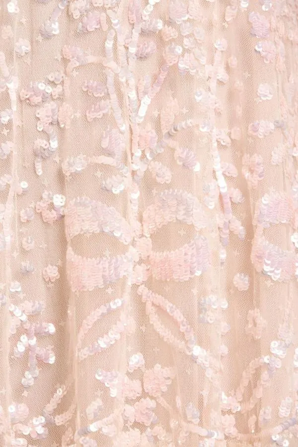 WeddingWomen Needle and Thread Celia Long Sleeve Mini Dress Champagne WeddingWomen Needle and Thread Celia Long Sleeve Mini Dress Champagne