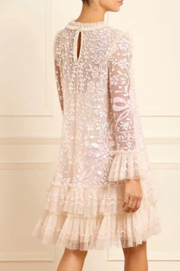WeddingWomen Needle and Thread Celia Long Sleeve Mini Dress Champagne WeddingWomen Needle and Thread Celia Long Sleeve Mini Dress Champagne