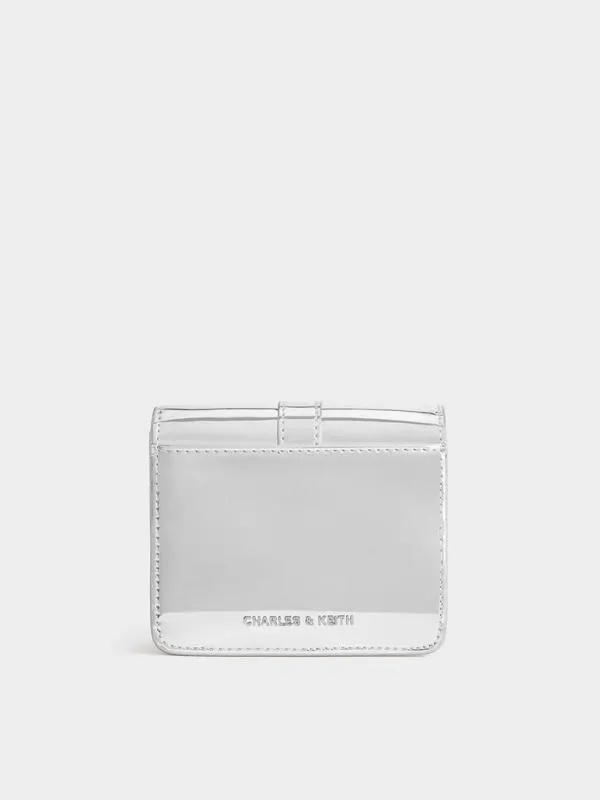Women Agatha Metallic ChainAccent Card Holder 8211 Silver CHARLES and KEITH Wallets On Chain
