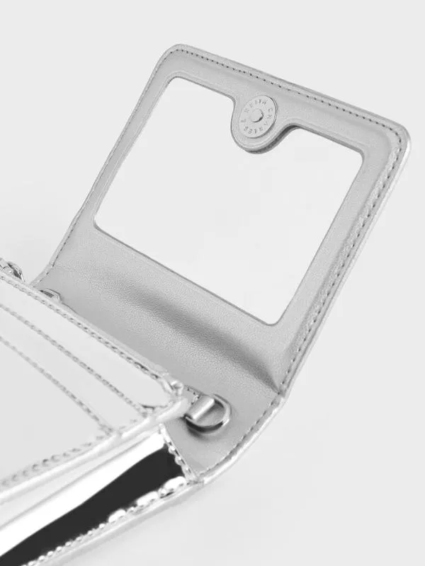 Women Agatha Metallic ChainAccent Card Holder 8211 Silver CHARLES and KEITH Wallets On Chain