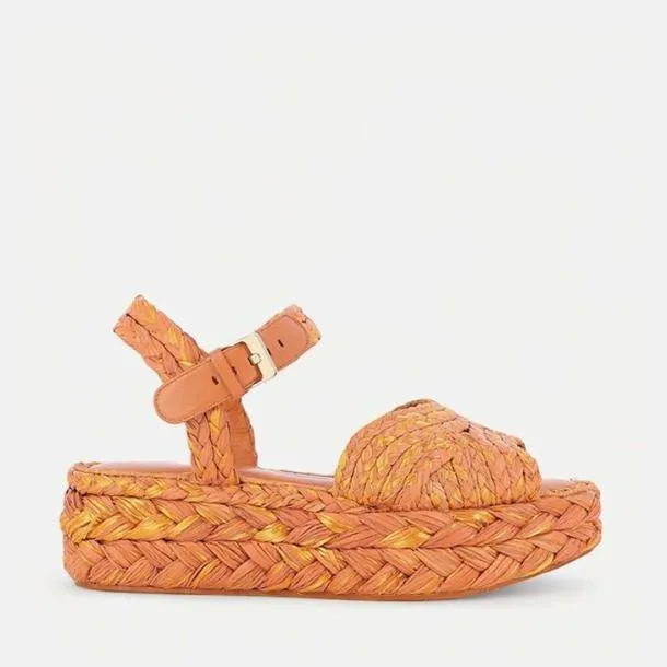 Women AIDA Brown and Gold Raffia Clergerie Sandals