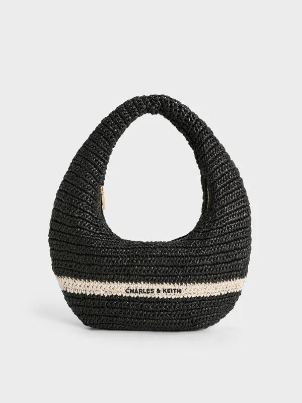 Women Allegra Knitted Slouchy Hobo Bag 8211 Black CHARLES and KEITH Hobo Bags