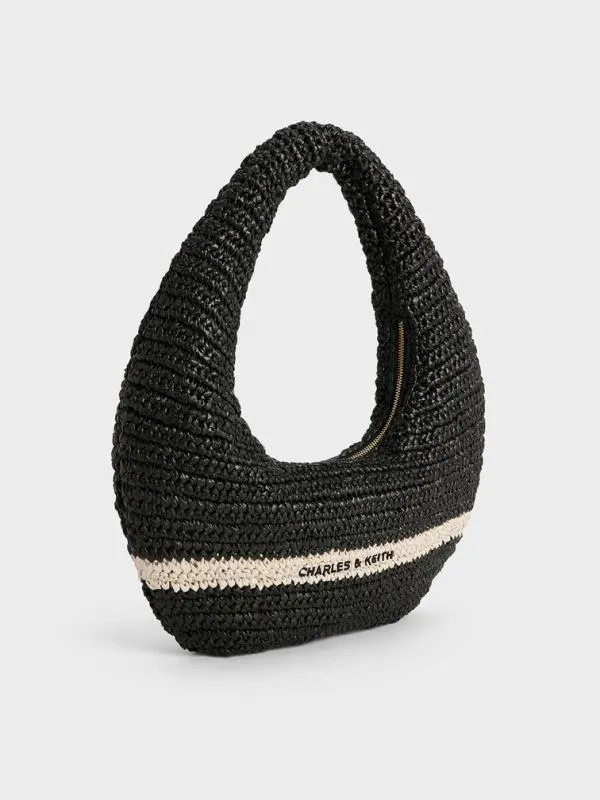 Women Allegra Knitted Slouchy Hobo Bag 8211 Black CHARLES and KEITH Hobo Bags
