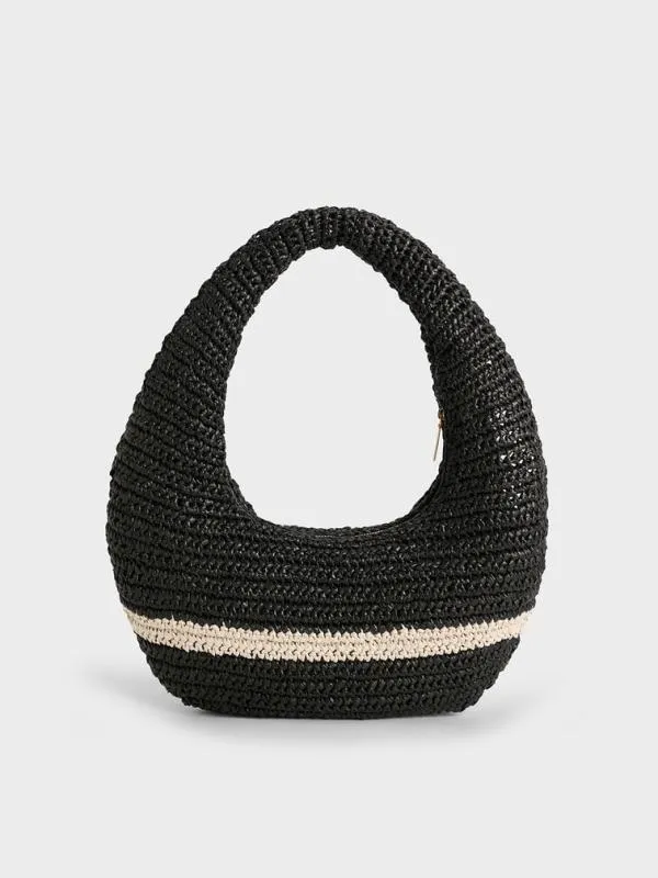 Women Allegra Knitted Slouchy Hobo Bag 8211 Black CHARLES and KEITH Hobo Bags