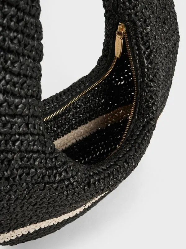 Women Allegra Knitted Slouchy Hobo Bag 8211 Black CHARLES and KEITH Hobo Bags