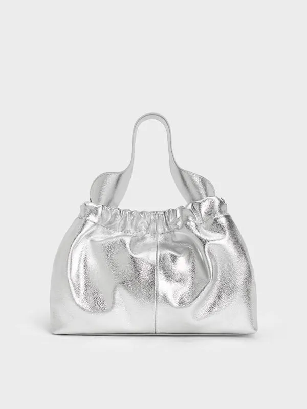 Women Ally Ruched Slouchy ChainHandle Bag 8211 Silver CHARLES and KEITH Slouchy Bags
