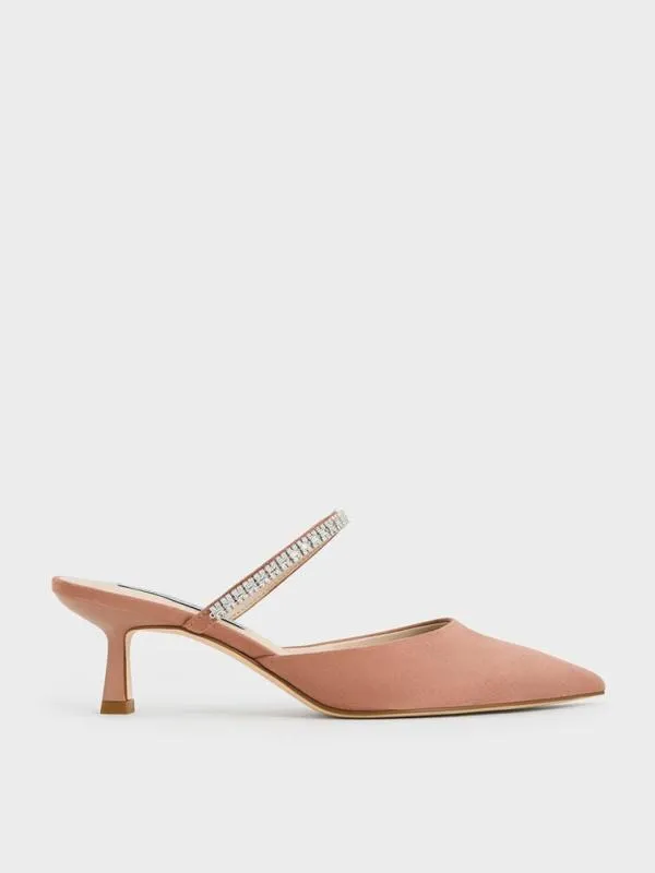 Women Ambrosia Textured GemEmbellished PointedToe Mules 8211 Nude CHARLES and KEITH Heels Women Ambrosia Textured GemEmbellished PointedToe Mules 8211 Nude CHARLES and KEITH Heels