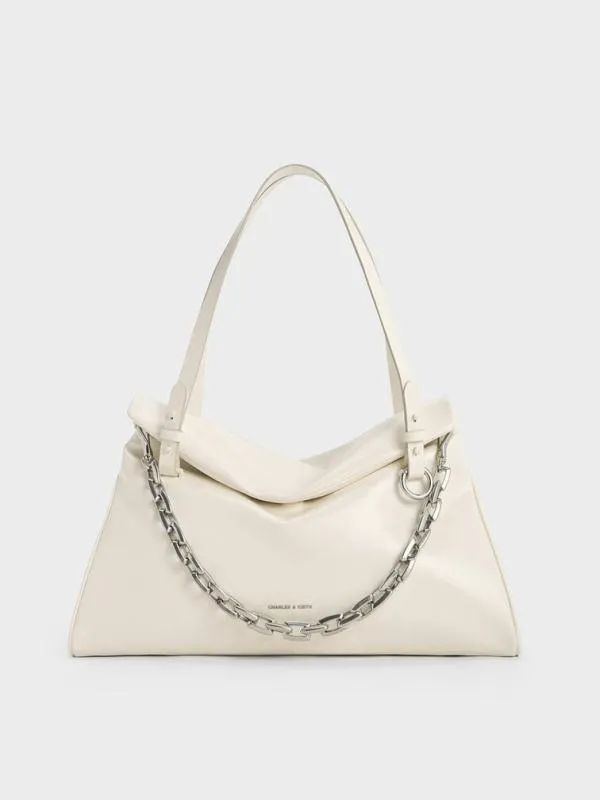 Women Andromeda ChunkyChain Trapeze Tote Bag 8211 Cream CHARLES and KEITH Slouchy Bags Women Andromeda ChunkyChain Trapeze Tote Bag 8211 Cream CHARLES and KEITH Slouchy Bags