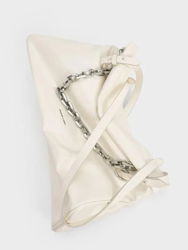 Women Andromeda ChunkyChain Trapeze Tote Bag 8211 Cream CHARLES and KEITH Slouchy Bags