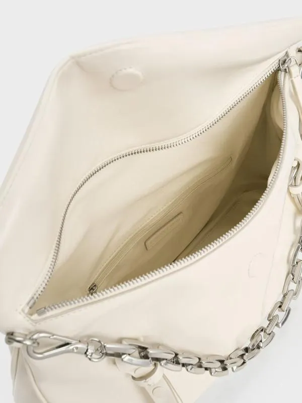 Women Andromeda ChunkyChain Trapeze Tote Bag 8211 Cream CHARLES and KEITH Slouchy Bags
