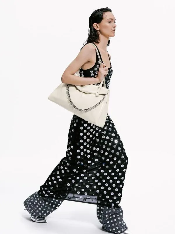 Women Andromeda ChunkyChain Trapeze Tote Bag 8211 Cream CHARLES and KEITH Slouchy Bags