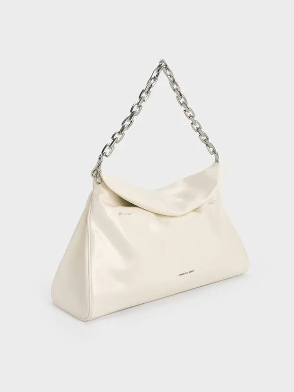 Women Andromeda ChunkyChain Trapeze Tote Bag 8211 Cream CHARLES and KEITH Slouchy Bags