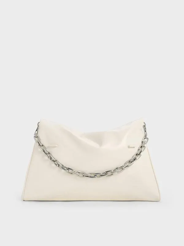 Women Andromeda ChunkyChain Trapeze Tote Bag 8211 Cream CHARLES and KEITH Slouchy Bags