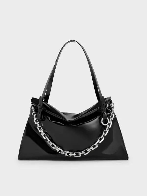 Women Andromeda ChunkyChain Trapeze Tote Bag 8211 Noir CHARLES and KEITH Slouchy Bags Women Andromeda ChunkyChain Trapeze Tote Bag 8211 Noir CHARLES and KEITH Slouchy Bags