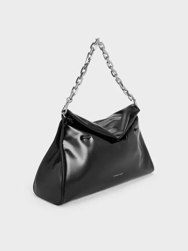 Women Andromeda ChunkyChain Trapeze Tote Bag 8211 Noir CHARLES and KEITH Slouchy Bags