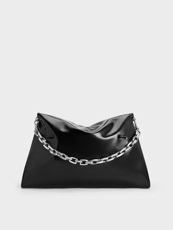 Women Andromeda ChunkyChain Trapeze Tote Bag 8211 Noir CHARLES and KEITH Slouchy Bags