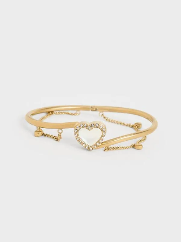Women Annalise Crystal HeartStone Cuff Bangle 8211 Brush Gold CHARLES and KEITH Bracelets Women Annalise Crystal HeartStone Cuff Bangle 8211 Brush Gold CHARLES and KEITH Bracelets