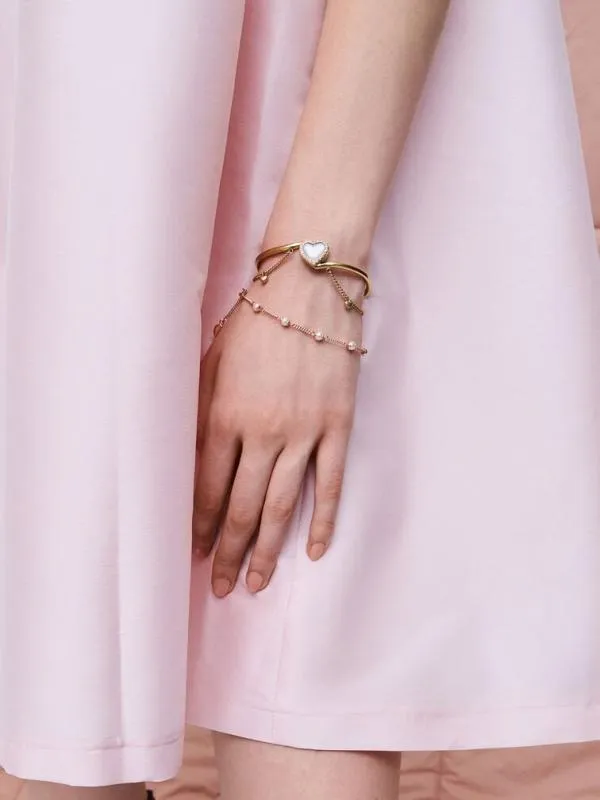 Women Annalise Crystal HeartStone Cuff Bangle 8211 Brush Gold CHARLES and KEITH Bracelets
