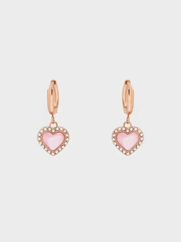 Women Annalise Crystal HeartStone Hoop Earrings 8211 Rose Gold CHARLES and KEITH Earrings Women Annalise Crystal HeartStone Hoop Earrings 8211 Rose Gold CHARLES and KEITH Earrings