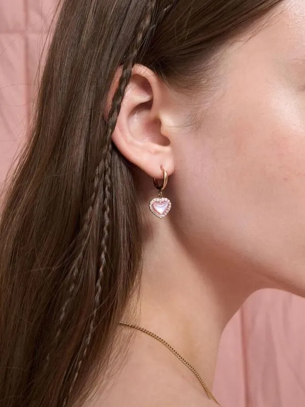 Women Annalise Crystal HeartStone Hoop Earrings 8211 Rose Gold CHARLES and KEITH Earrings