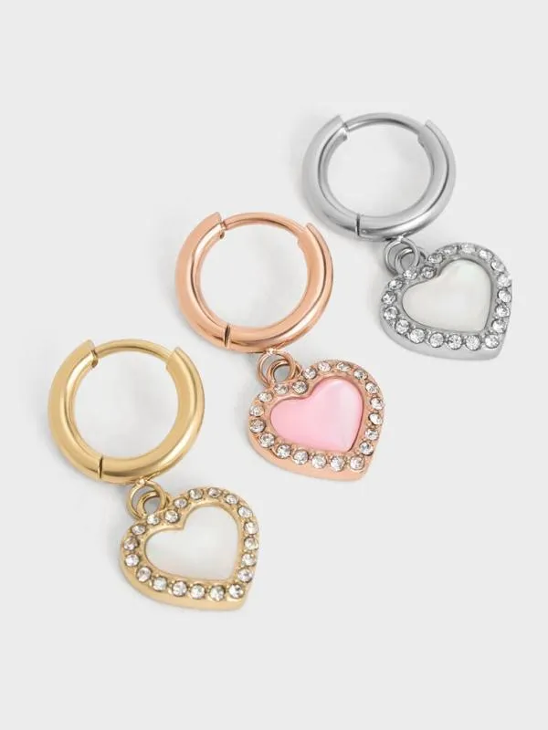 Women Annalise Crystal HeartStone Hoop Earrings 8211 Rose Gold CHARLES and KEITH Earrings
