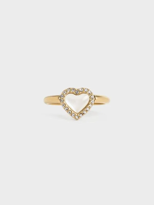 Women Annalise Crystal HeartStone Ring 8211 Brush Gold CHARLES and KEITH Rings Women Annalise Crystal HeartStone Ring 8211 Brush Gold CHARLES and KEITH Rings