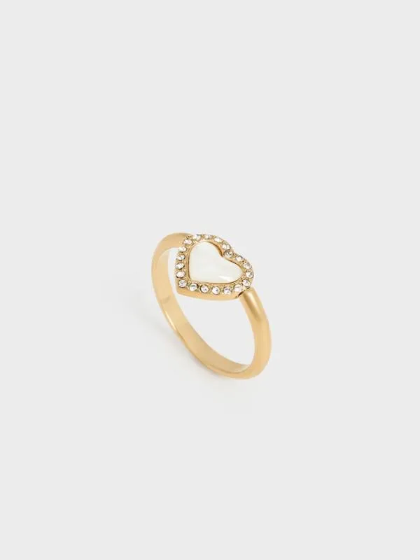 Women Annalise Crystal HeartStone Ring 8211 Brush Gold CHARLES and KEITH Rings