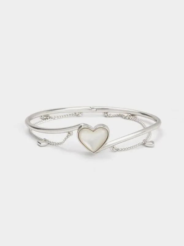 Women Annalise Heart Stone ChainLink Bracelet 8211 Silver CHARLES and KEITH Bracelets Women Annalise Heart Stone ChainLink Bracelet 8211 Silver CHARLES and KEITH Bracelets