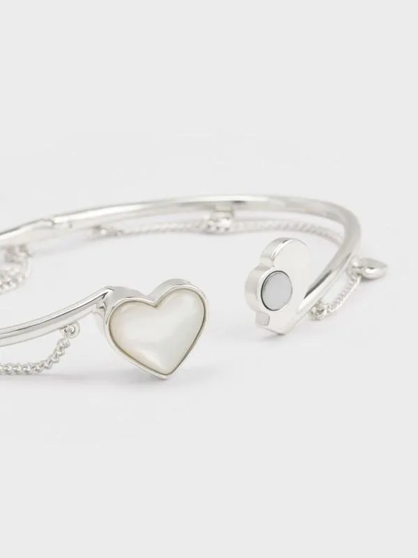 Women Annalise Heart Stone ChainLink Bracelet 8211 Silver CHARLES and KEITH Bracelets