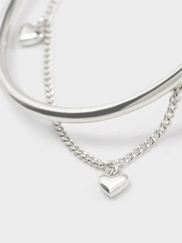 Women Annalise Heart Stone ChainLink Bracelet 8211 Silver CHARLES and KEITH Bracelets