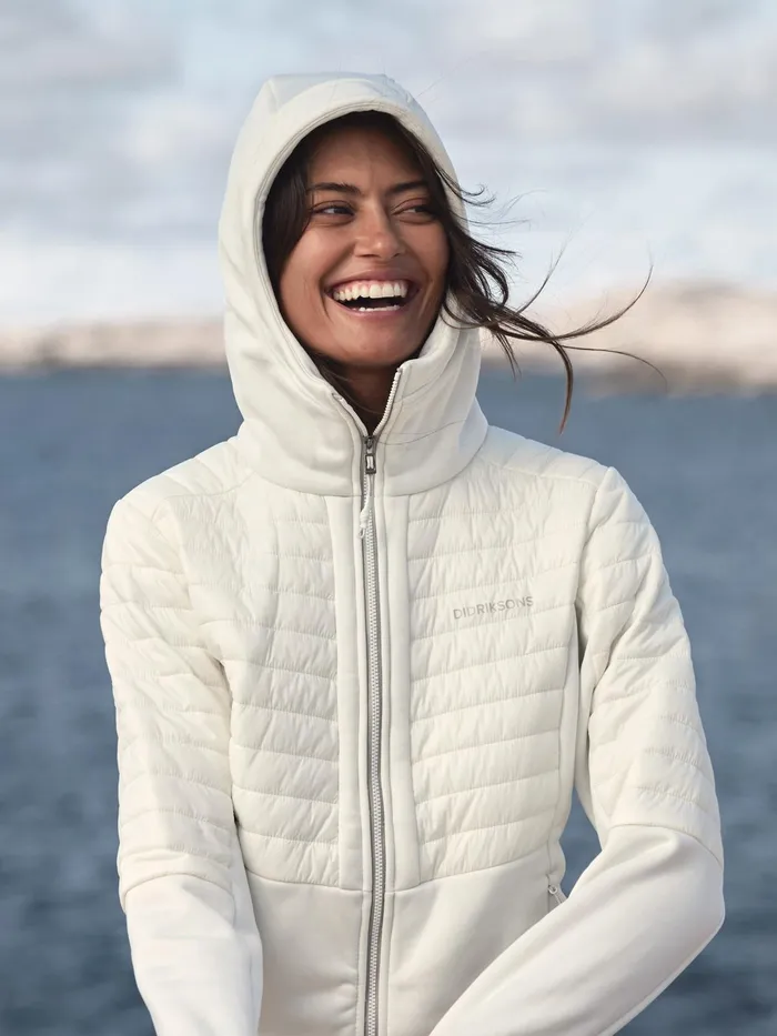 Women Annema FullZip Shell White Didriksons Outdoor Jackets