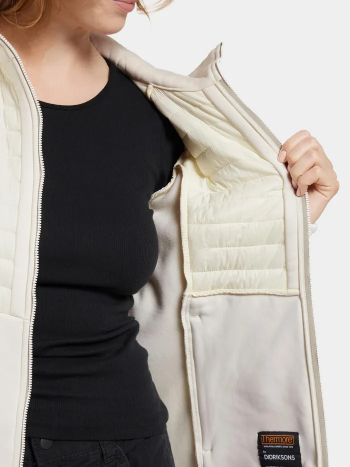 Women Annema FullZip Shell White Didriksons Outdoor Jackets