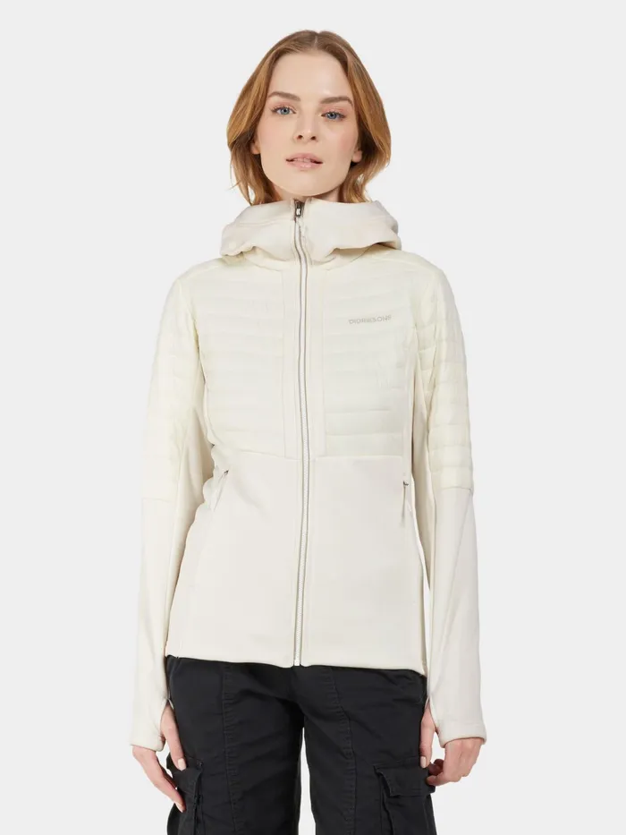 Women Annema FullZip Shell White Didriksons Outdoor Jackets