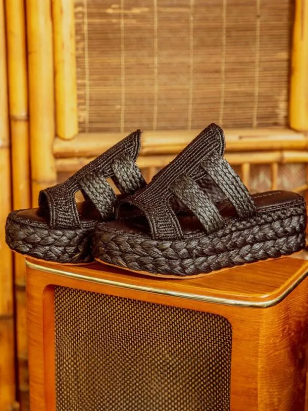 Women ARALIA Raffia Black Clergerie Sandals