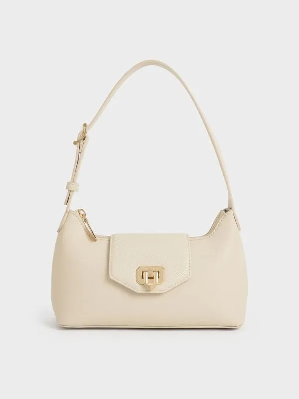 Women Arwen Belted Shoulder Bag 8211 Beige CHARLES and KEITH Shoulder Bags